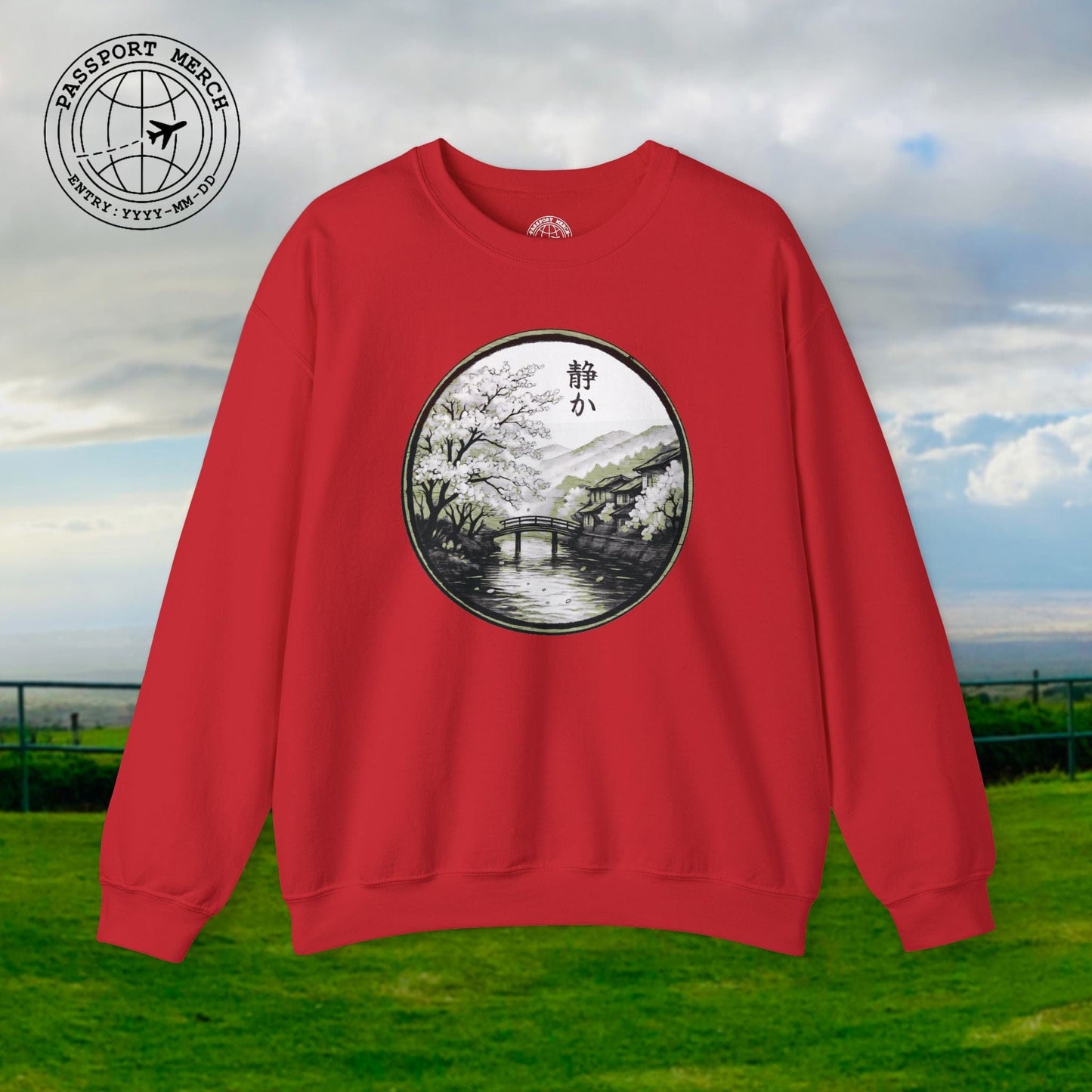 Monochrome Shizuka (Tranquil), Japan Crewneck