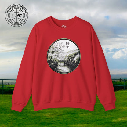 Monochrome Shizuka (Tranquil), Japan Crewneck