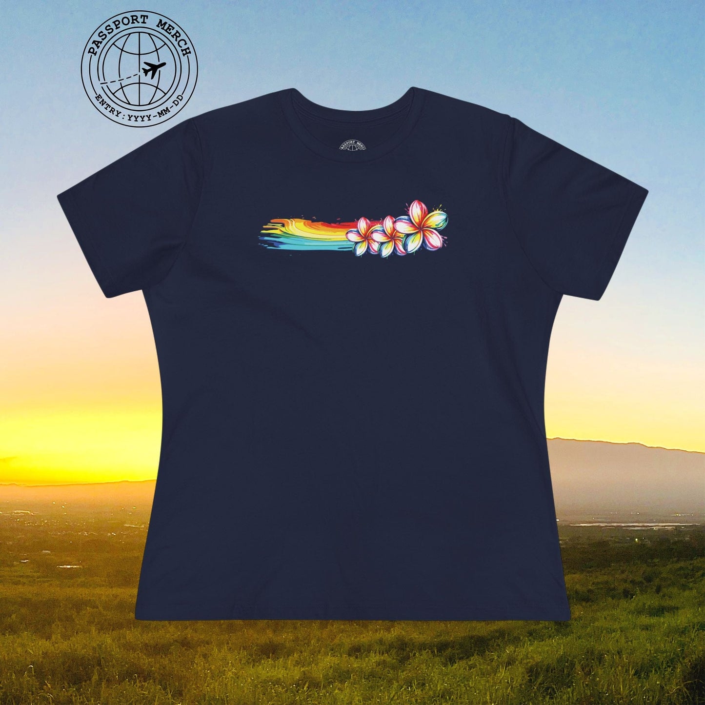 Neon Art Plumeria Rainbow, Hawaii, Womens Fit T-Shirt