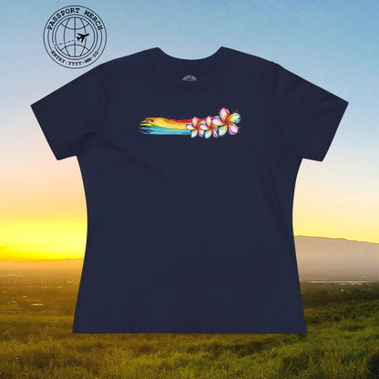 Neon Art Plumeria Rainbow, Hawaii, Womens Fit T-Shirt