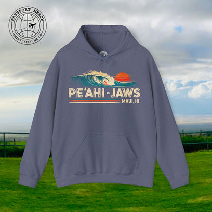 Peahi Jaws, Maui, Hawaii - Vibrant Surf Retro Hoodie