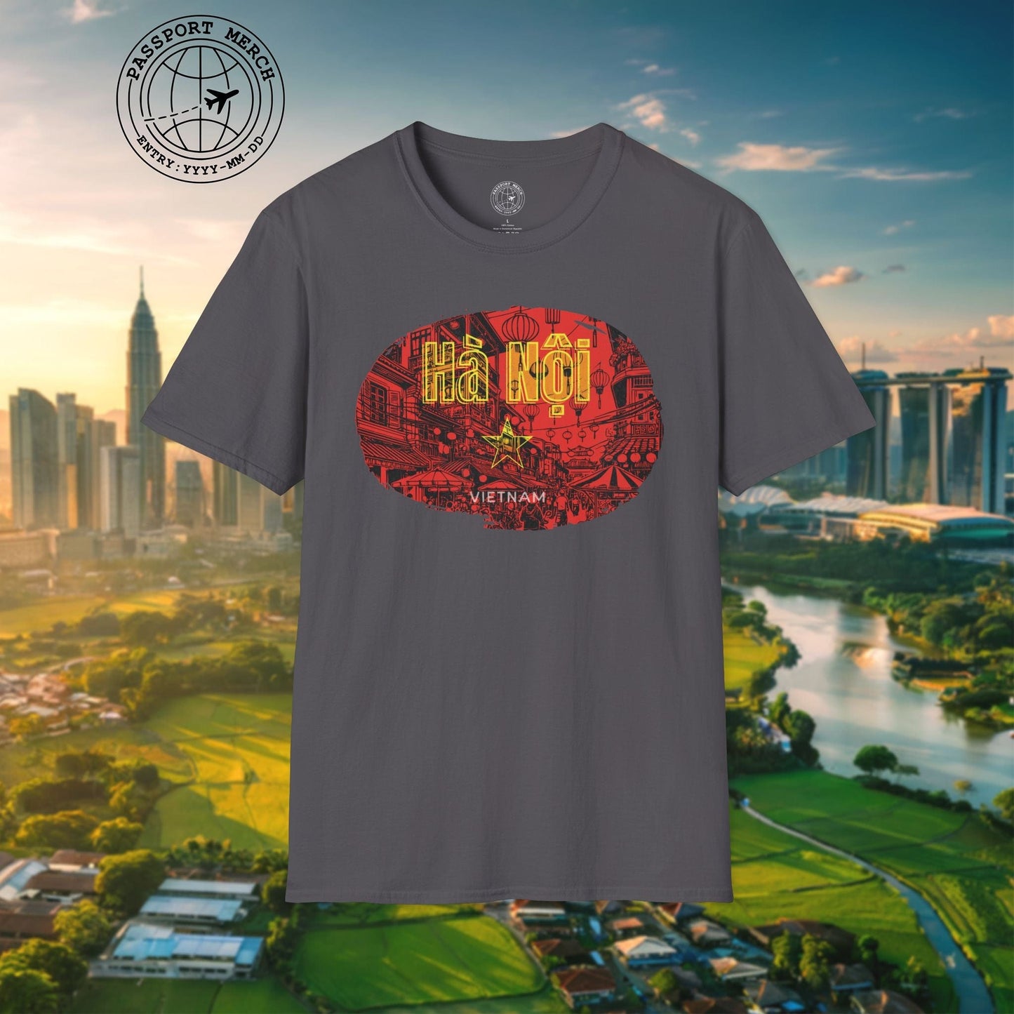 Hanoi Vietnam Vintage Streets Flag T-Shirt