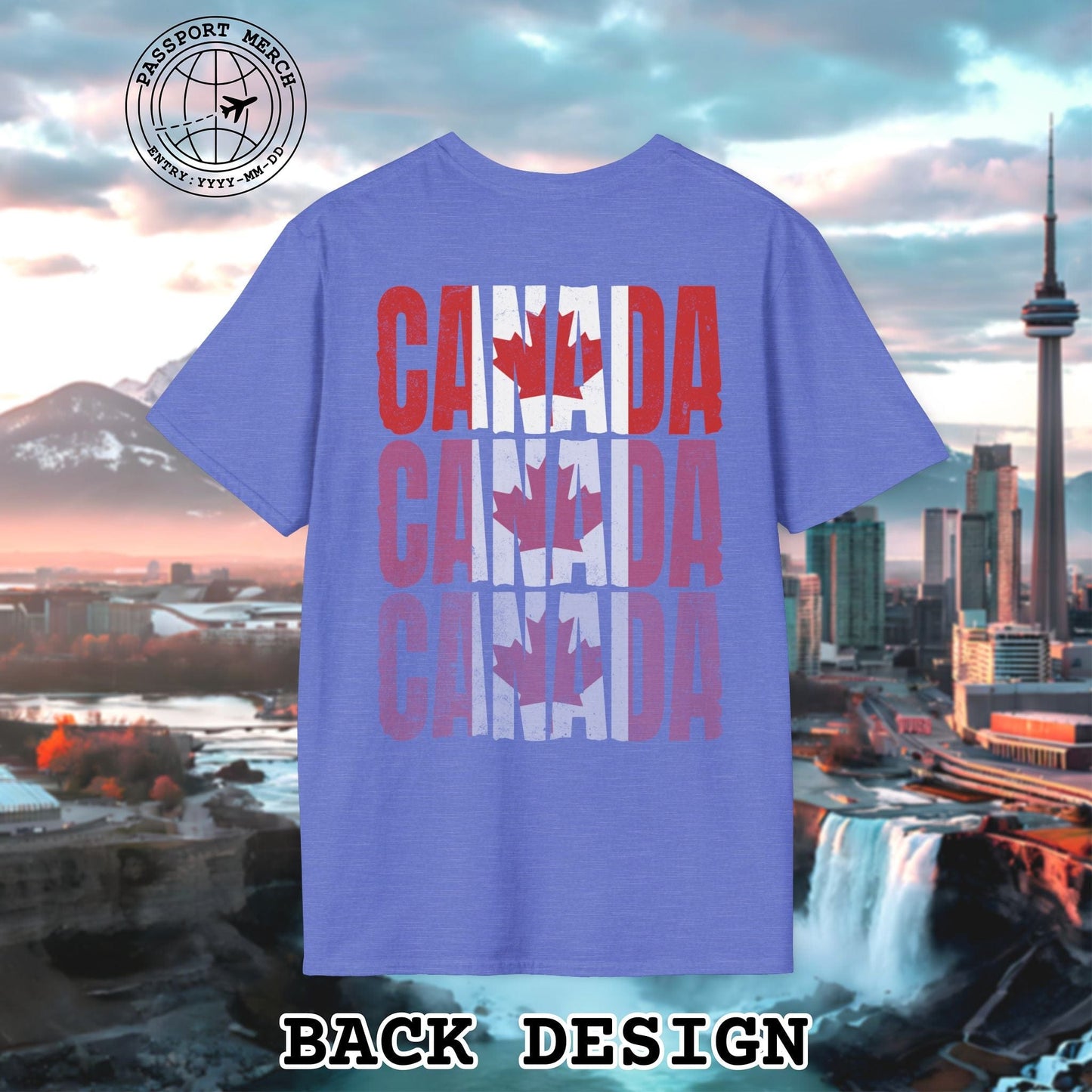 Vintage Canada Patriotism Letter Flag, Back Print T-Shirt
