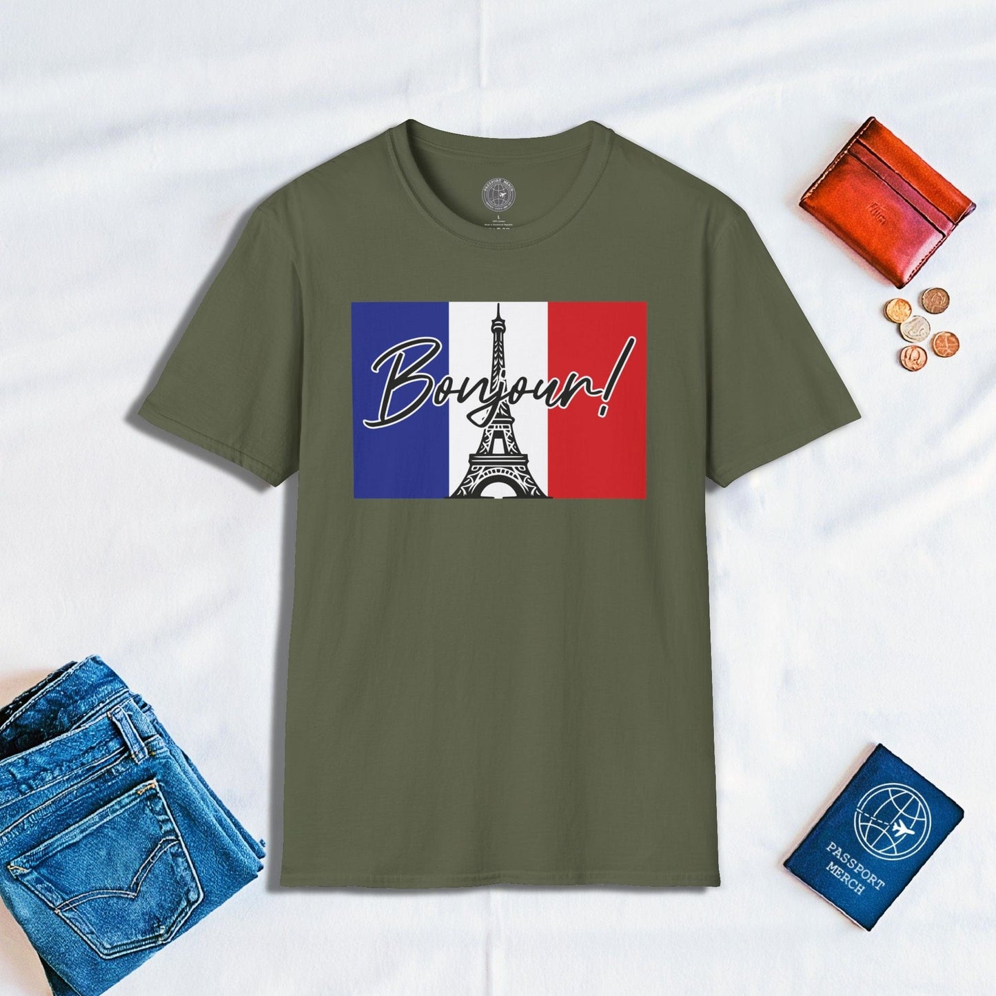 Bonjour Eiffel Tower Paris France T-Shirt