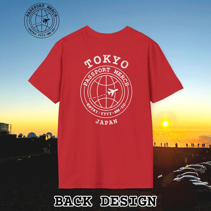 Brand Passport Stamp, Tokyo Japan, Back Print T-Shirt