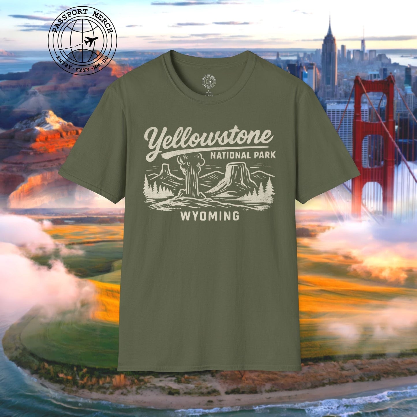 Yellowstone National Park Vintage Monochrome, Wyoming T-Shirt