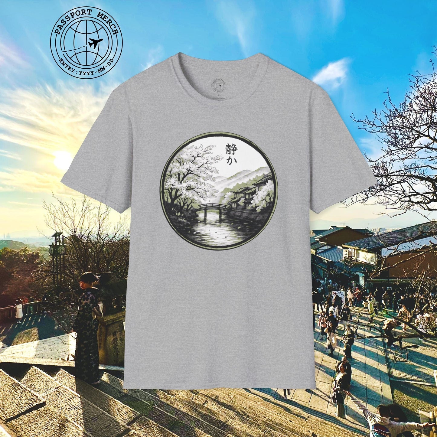 Monochrome Shizuka (Tranquil), Japan T-Shirt