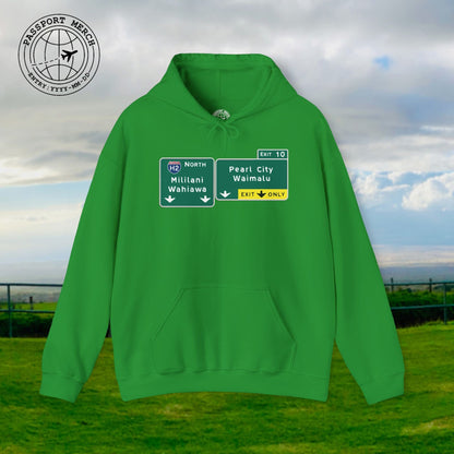 Signs of Wanderlust, Pearl City/Waimalu Exit 10, Hawaii Hoodie