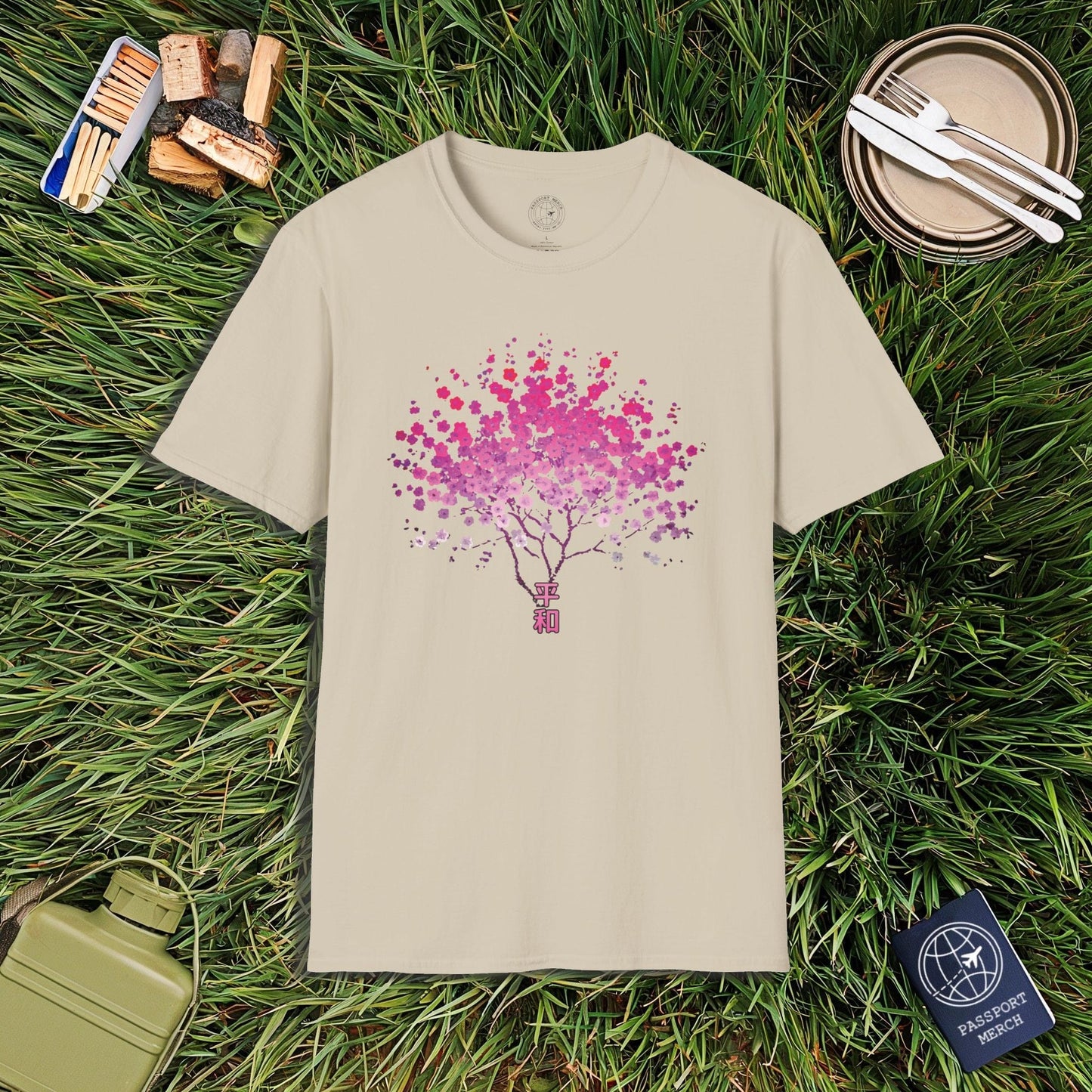 Cherry Blossoms Growing from Peace Japan T-Shirt