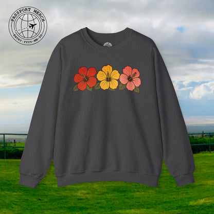 Three Vintage Hibiscus, Hawaii Crewneck