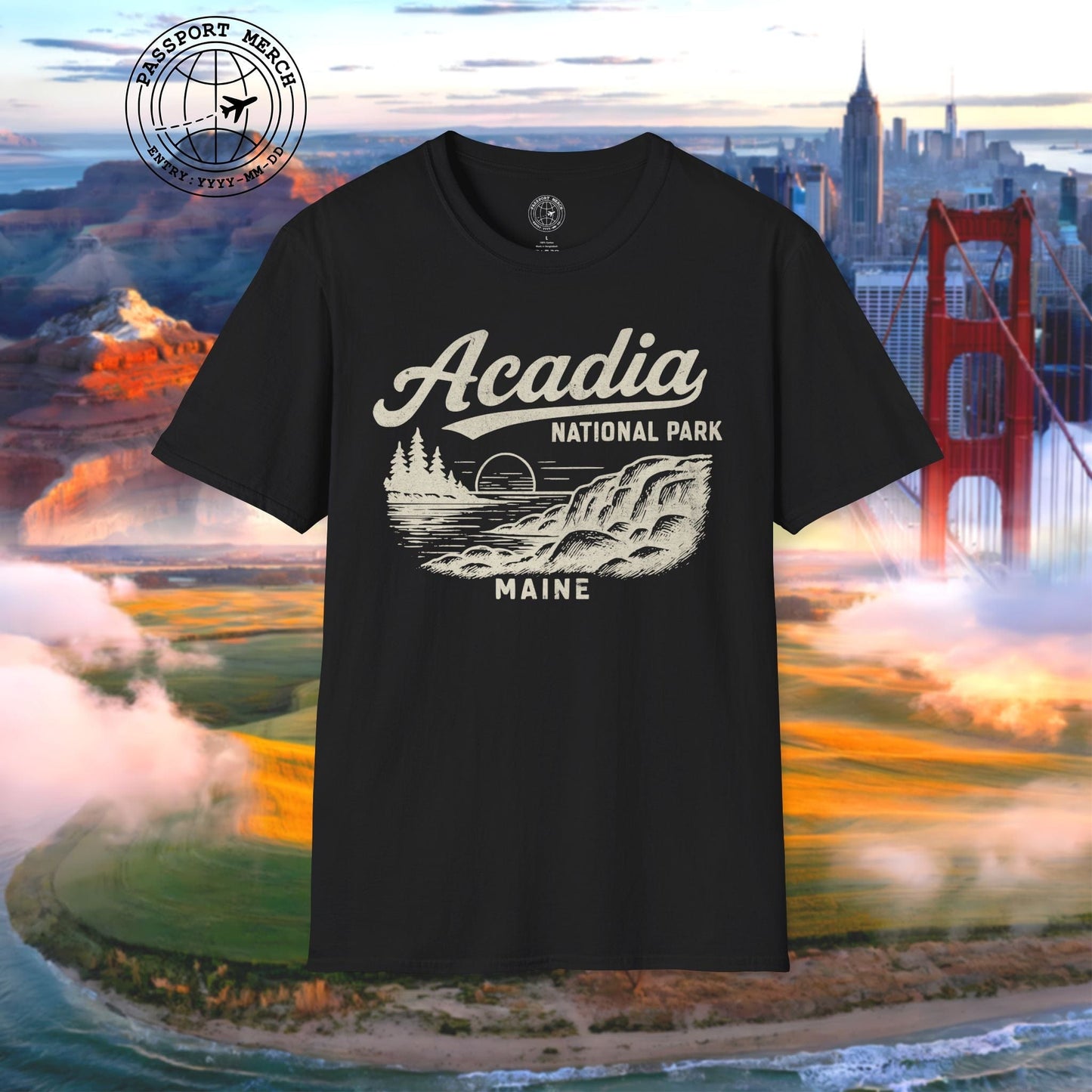Acadia National Park Vintage Monochrome, Maine T-Shirt