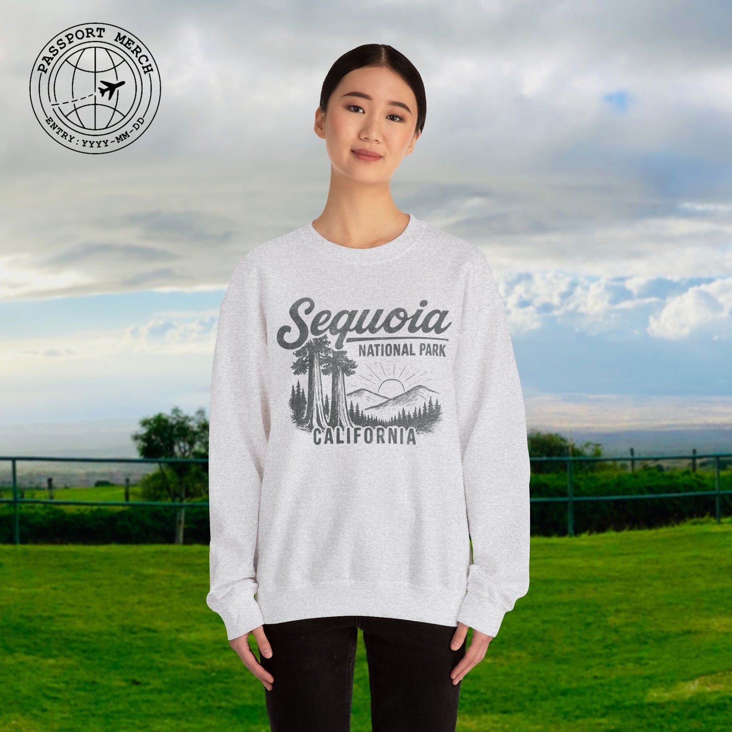 Sequoia National Park Vintage Monochrome, California Crewneck