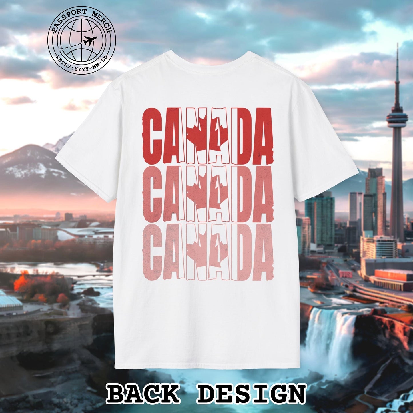 Vintage Canada Patriotism Letter Flag, Back Print T-Shirt