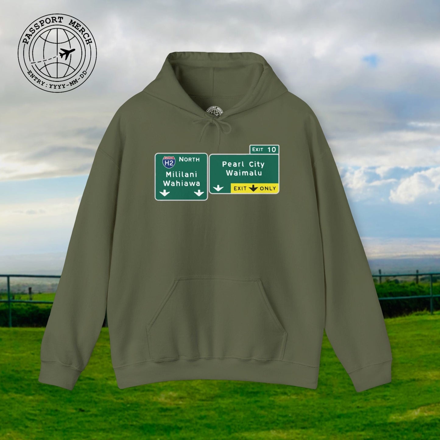 Signs of Wanderlust, Pearl City/Waimalu Exit 10, Hawaii Hoodie