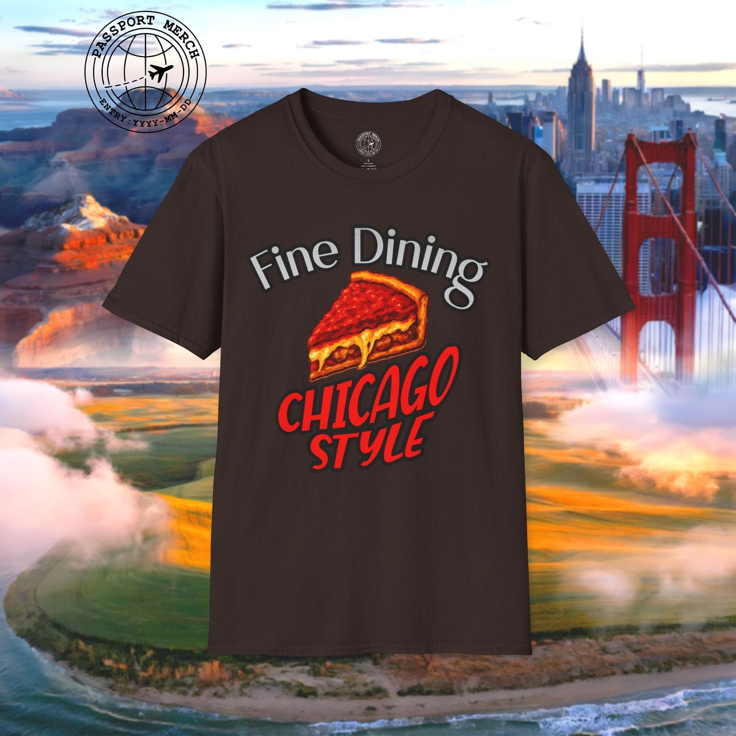 Deep Dish Pizza Fine Dining Chicago Style, Illinois T-Shirt