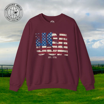 Vintage Distressed USA Letter Flag Crewneck