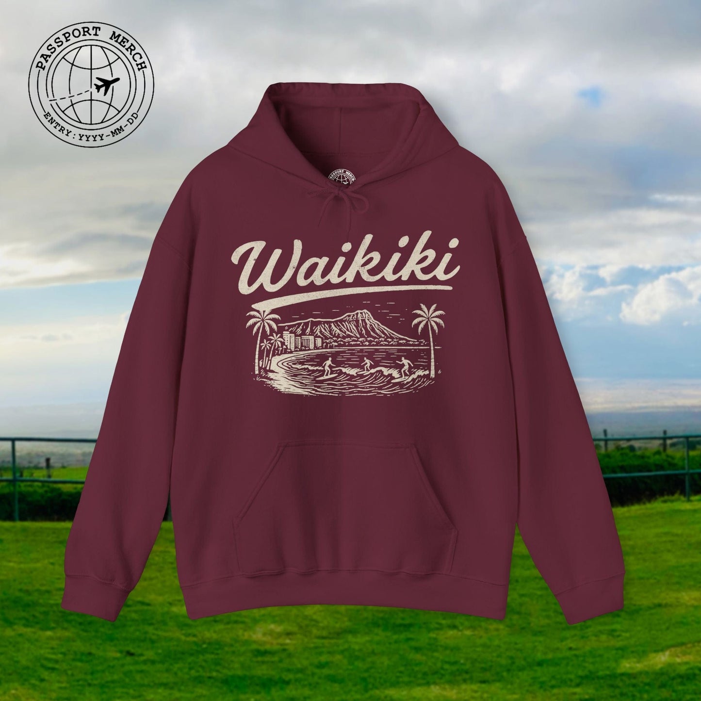 Monochrome Dreams of Waikiki, Hawaii Hoodie