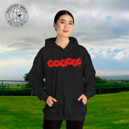 RED Monochrome Hibiscus, Hawaii Hoodie