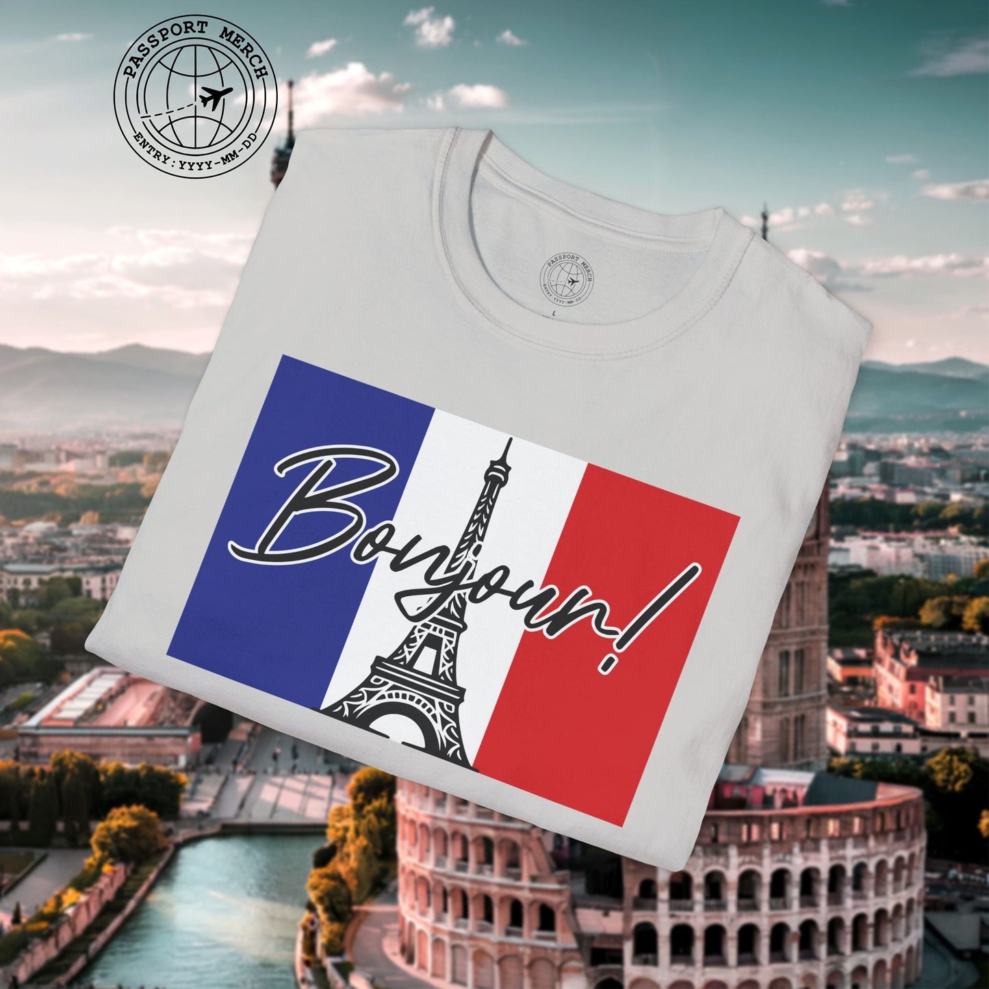 Bonjour Eiffel Tower Paris France T-Shirt