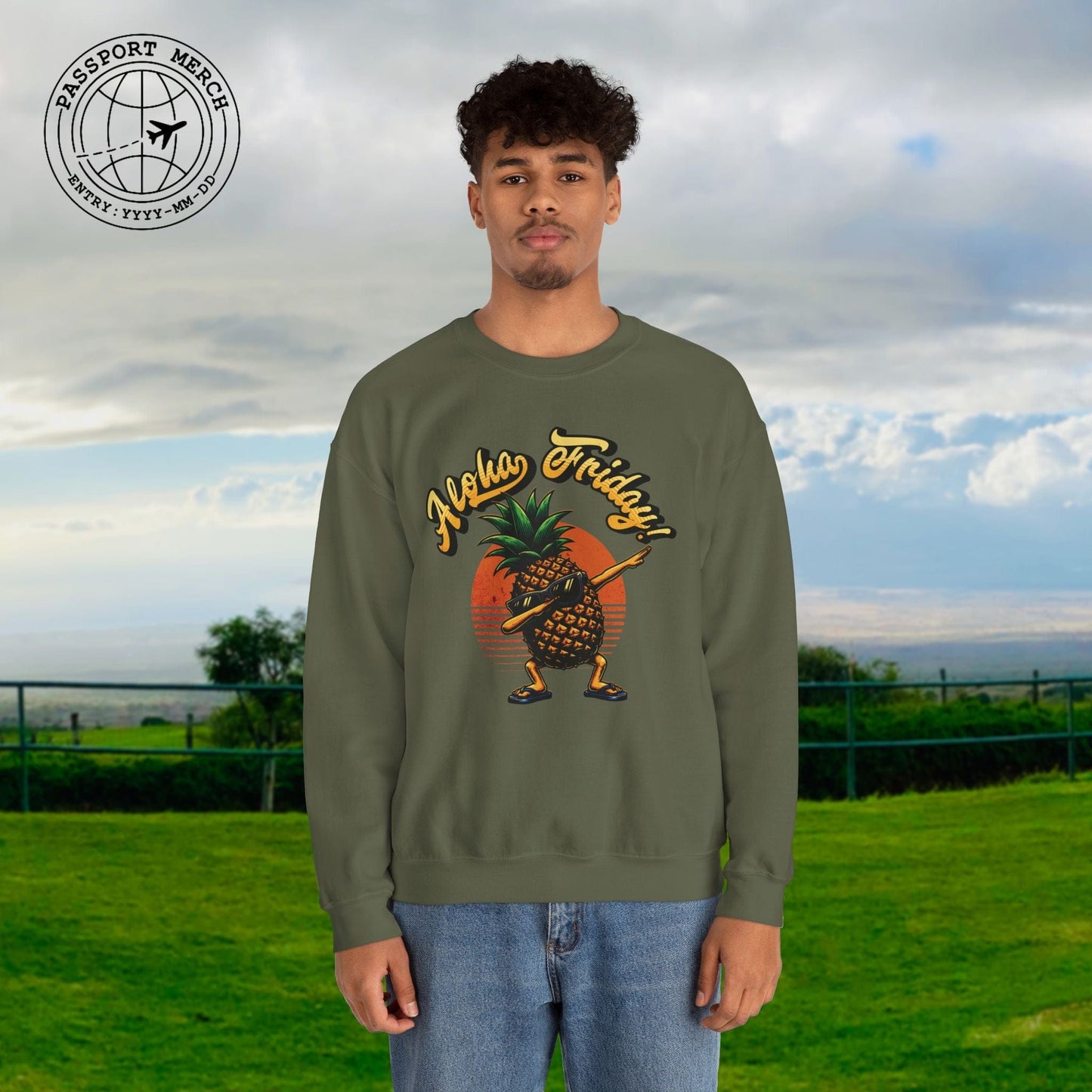 Aloha Friday Dabbing Pineapple Hawaii Crewneck