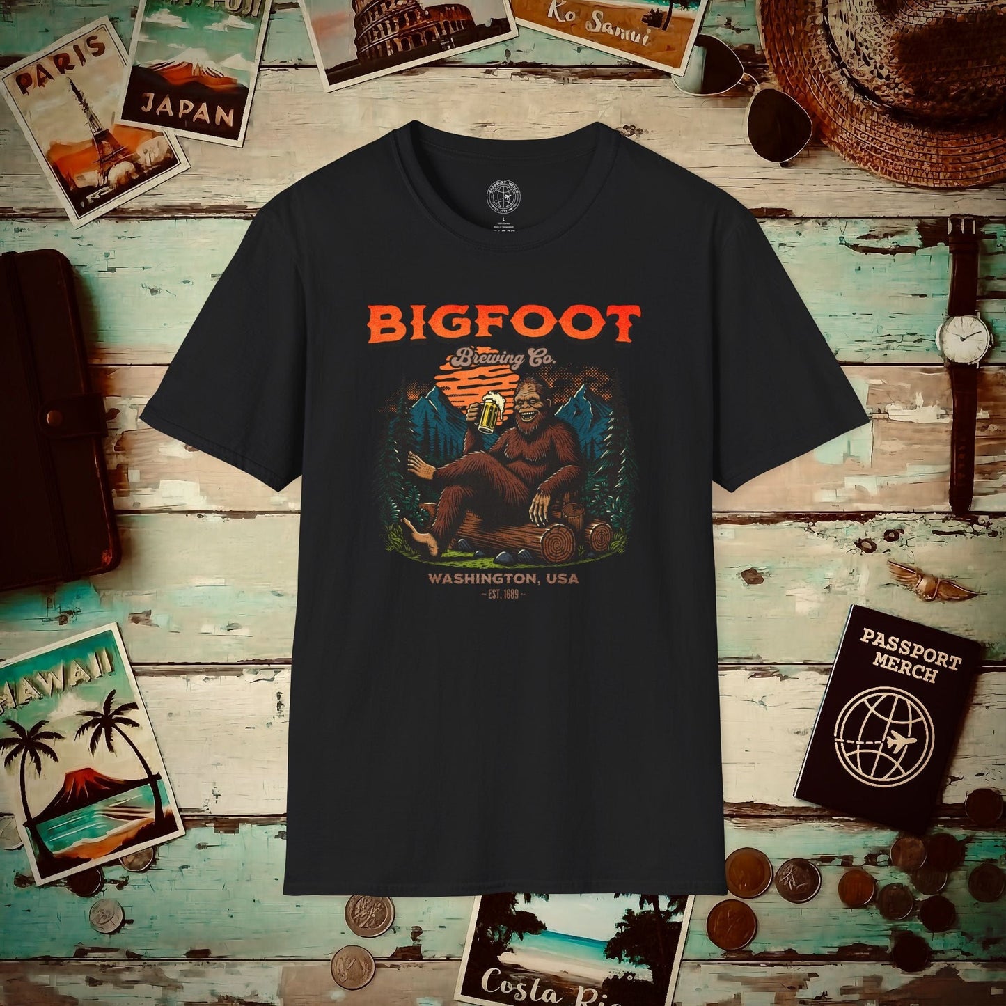 (4XL/5XL Special Order) Bigfoot Brewing Company, Washington T-Shirt Black / 4XL
