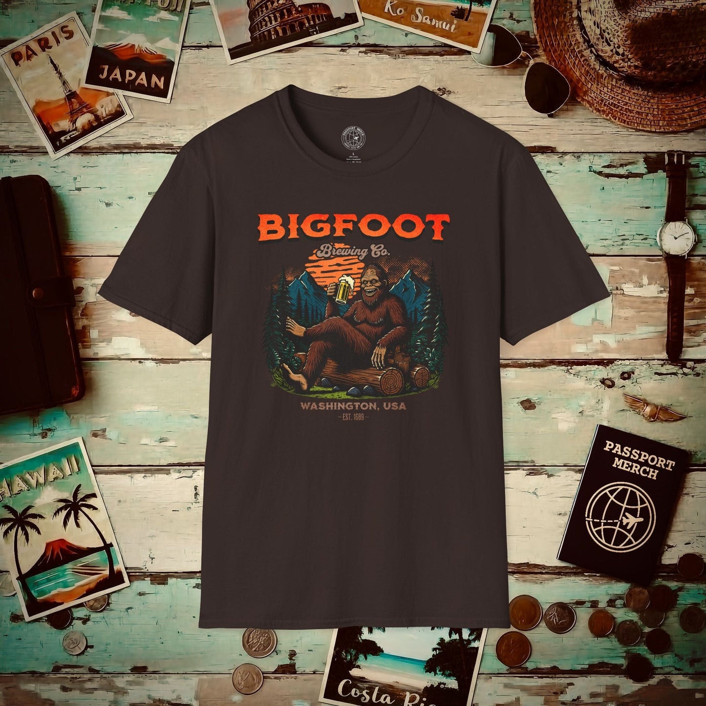 (4XL/5XL Special Order) Bigfoot Brewing Company, Washington T-Shirt Dark Chocolate / 4XL