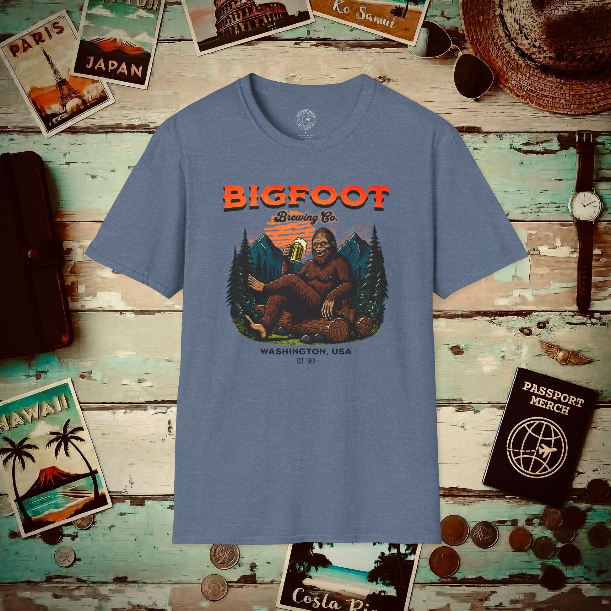 (4XL/5XL Special Order) Bigfoot Brewing Company, Washington T-Shirt Heather Indigo / 4XL