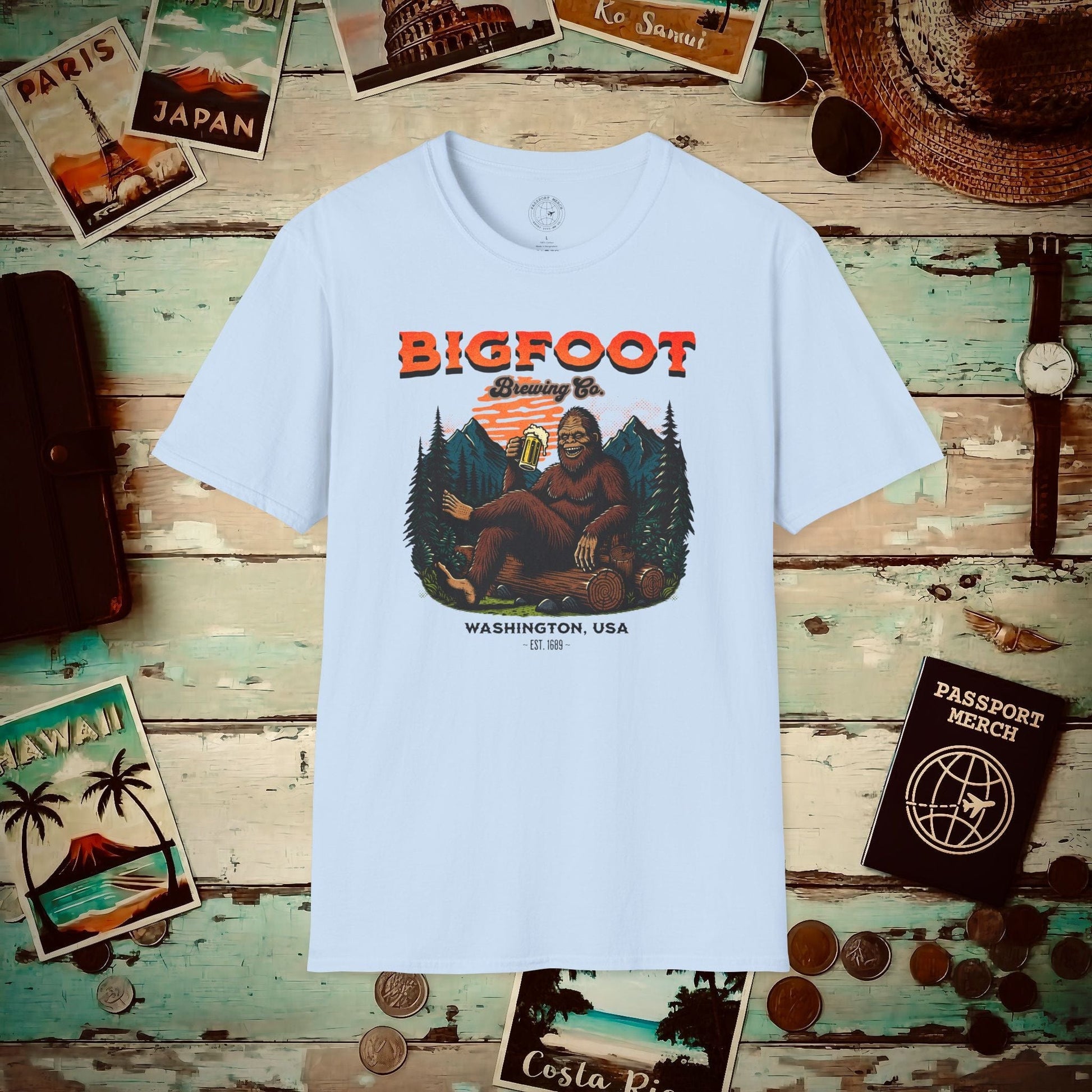 (4XL/5XL Special Order) Bigfoot Brewing Company, Washington T-Shirt Light Blue / 4XL