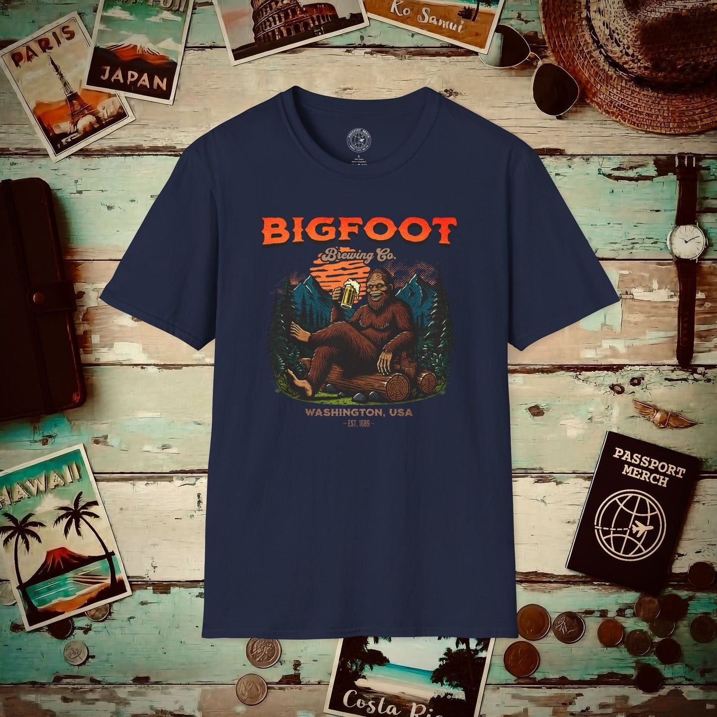 (4XL/5XL Special Order) Bigfoot Brewing Company, Washington T-Shirt Navy / 4XL