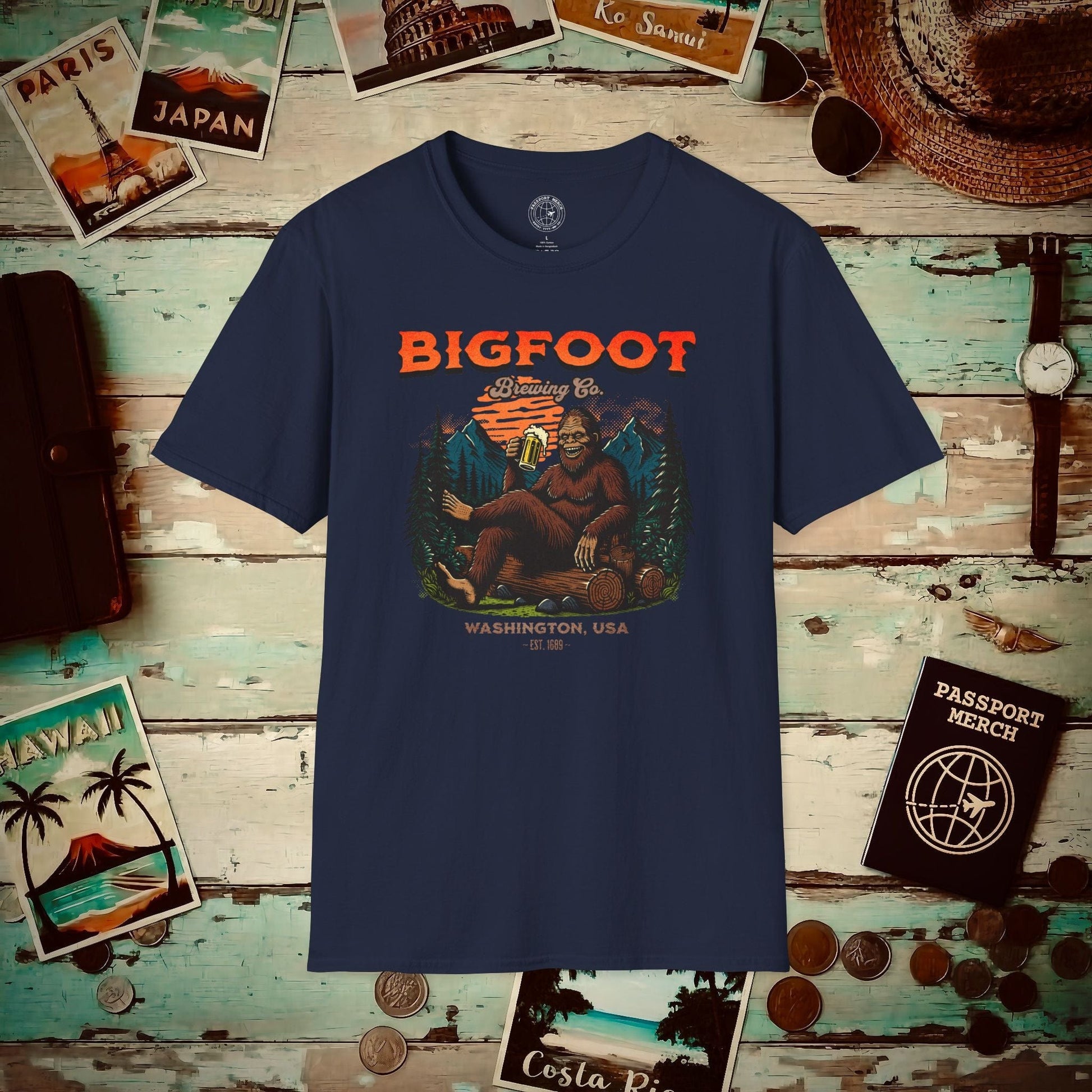(4XL/5XL Special Order) Bigfoot Brewing Company, Washington T-Shirt Navy / 4XL