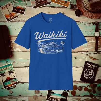 (4XL/5XL Special Order) Monochrome Dreams of Waikiki, Hawaii T-Shirt Royal / 4XL