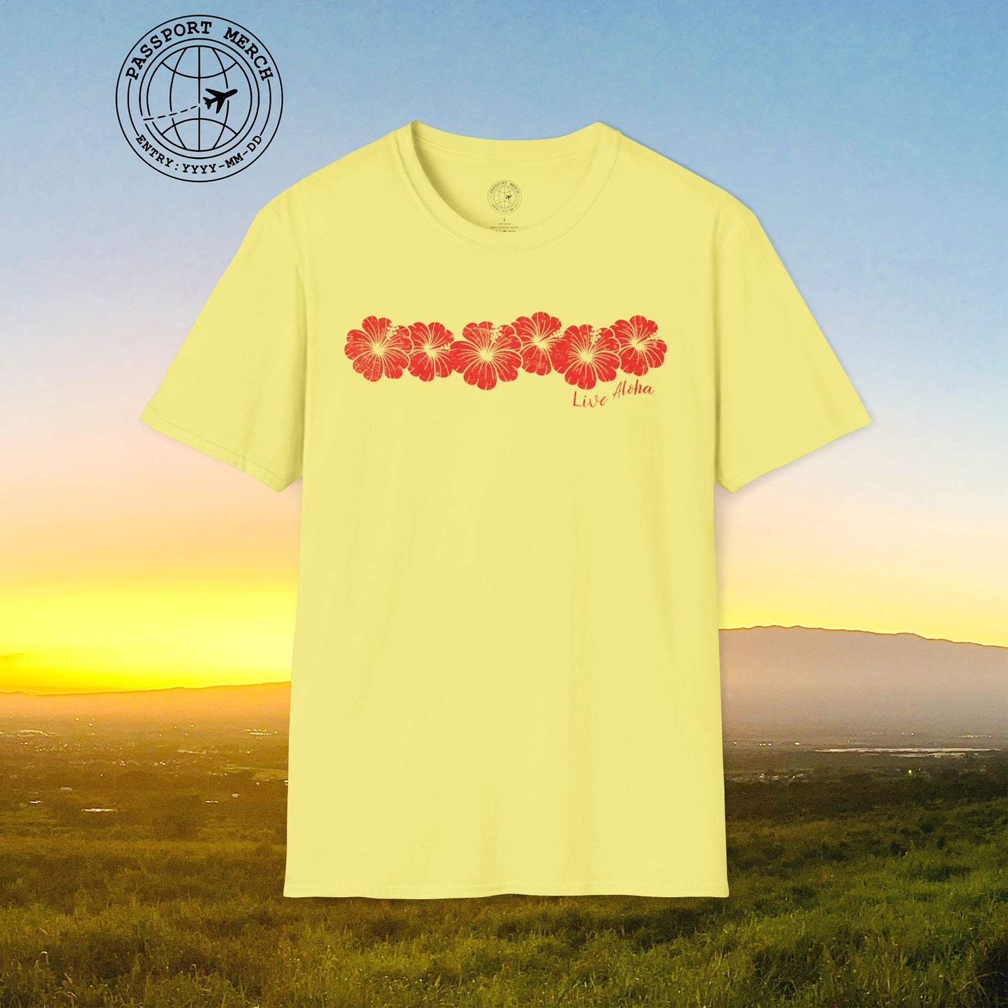Live Aloha RED Monochrome Hibiscus, Hawaii T-Shirt