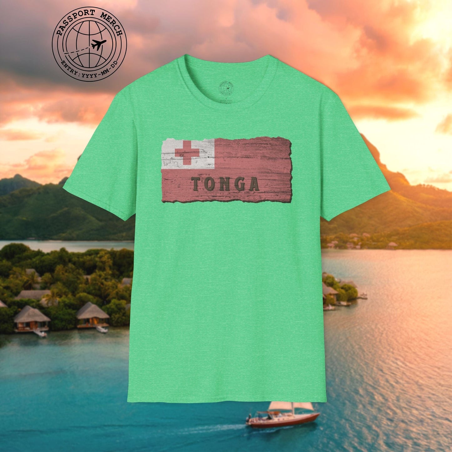 Kingdom of Tonga Woodworked Flag T-Shirt