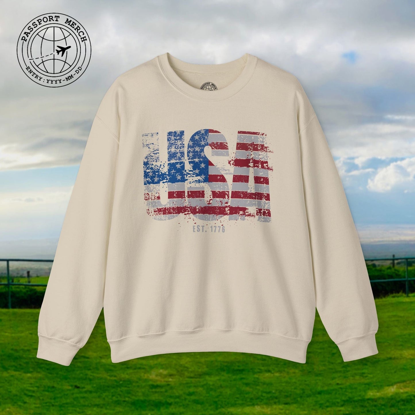 Vintage Distressed USA Letter Flag Crewneck