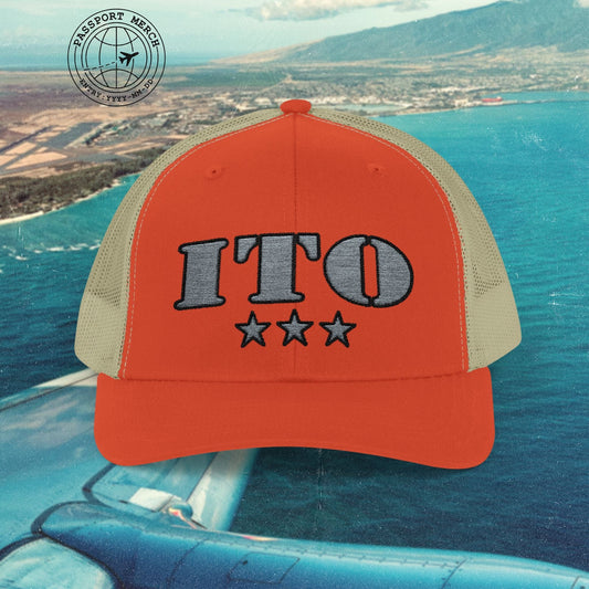Classic Military, Hilo Hawaii Airport Code (ITO) Embroidered Trucker Hat