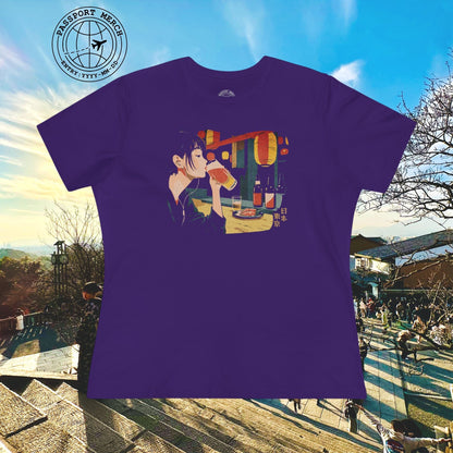 Woman Drinking in Shibuya, Tokyo, Japan, Womens Fit T-Shirt