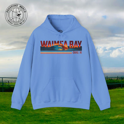 Waimea Bay, Oahu, Hawaii - Vibrant Surf Retro Hoodie