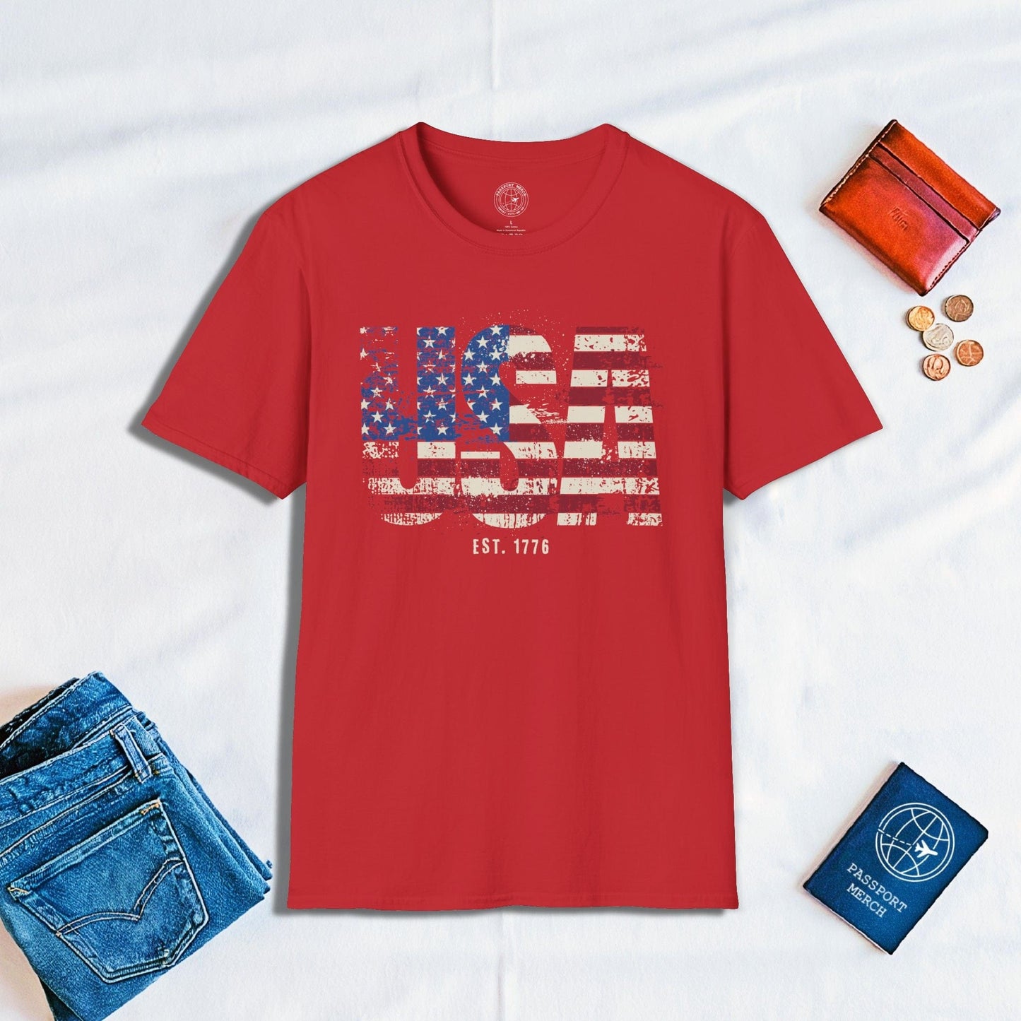 Vintage Distressed USA Letter Flag T-Shirt