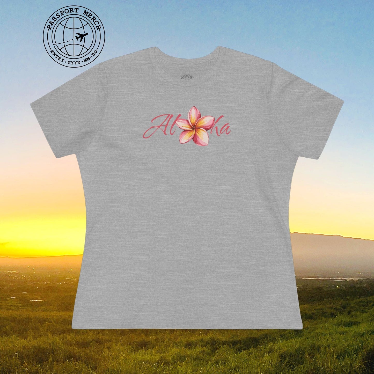Aloha Watercolor Plumeria, Hawaii, Womens Fit T-Shirt