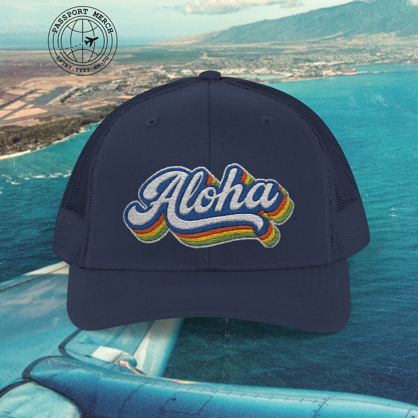 Classic 70s, Aloha, Hawaii Embroidered Trucker Hat