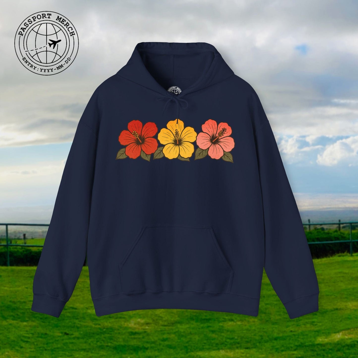 Three Vintage Hibiscus, Hawaii Hoodie