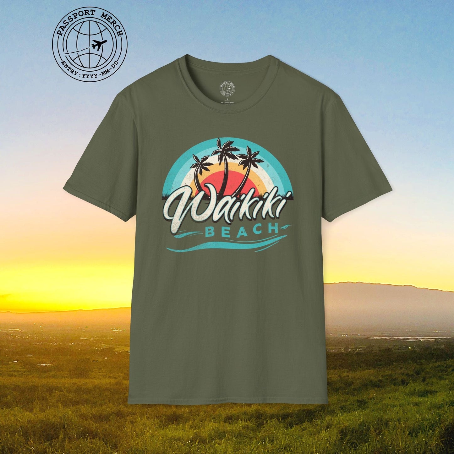 Waikiki Beach Retro Vibes Hawaii T-Shirt
