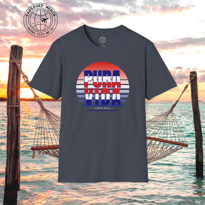 Pura Vida Patriotism Costa Rica Letter Flag T-Shirt