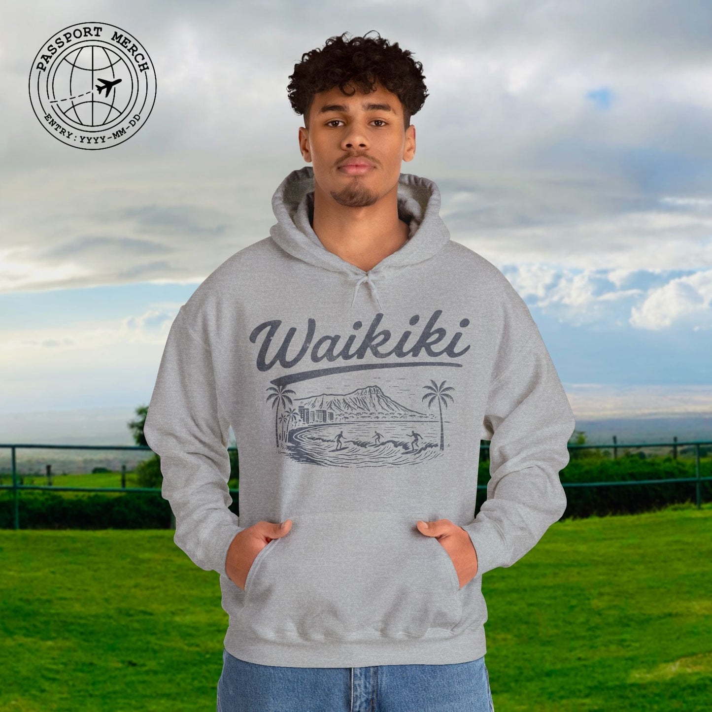 Monochrome Dreams of Waikiki, Hawaii Hoodie