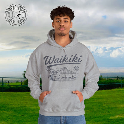 Monochrome Dreams of Waikiki, Hawaii Hoodie