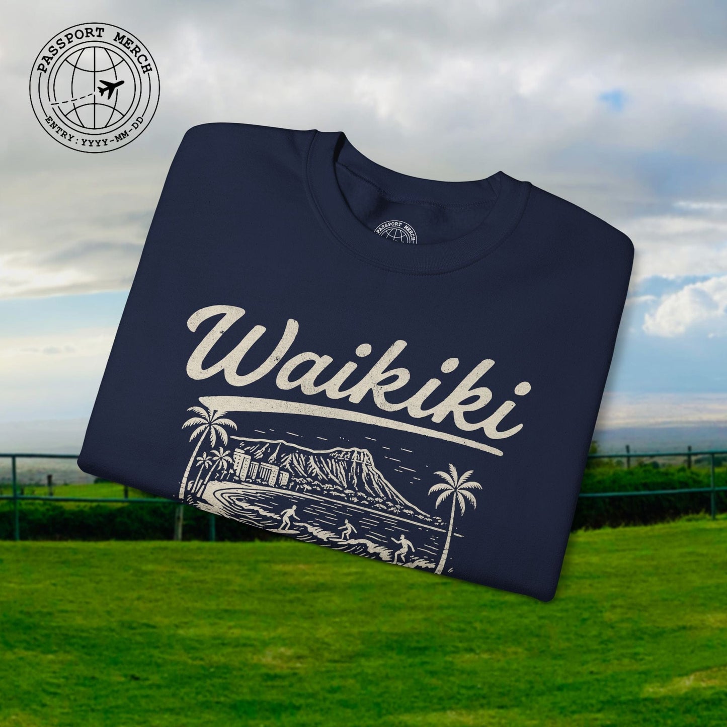 Monochrome Dreams of Waikiki, Hawaii Crewneck