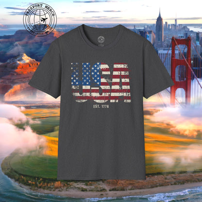 Vintage Distressed USA Letter Flag T-Shirt