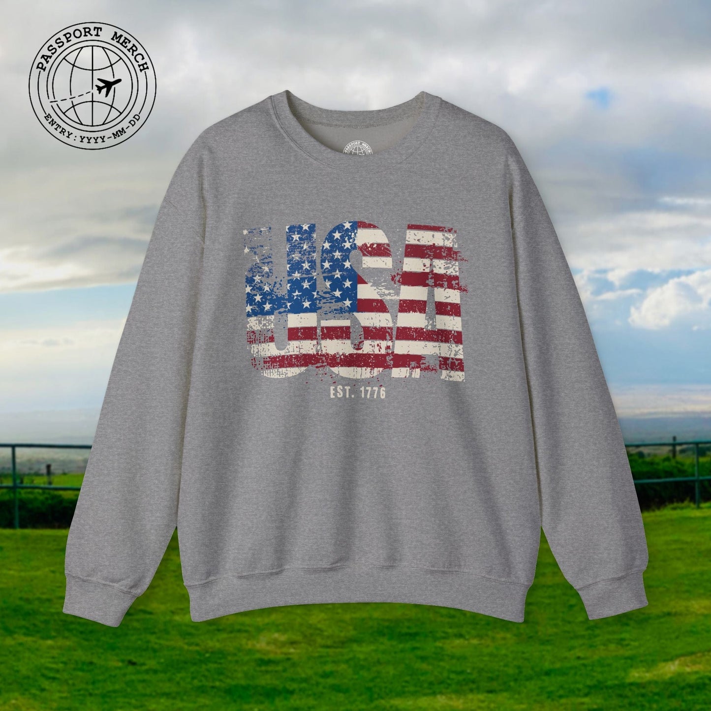 Vintage Distressed USA Letter Flag Crewneck
