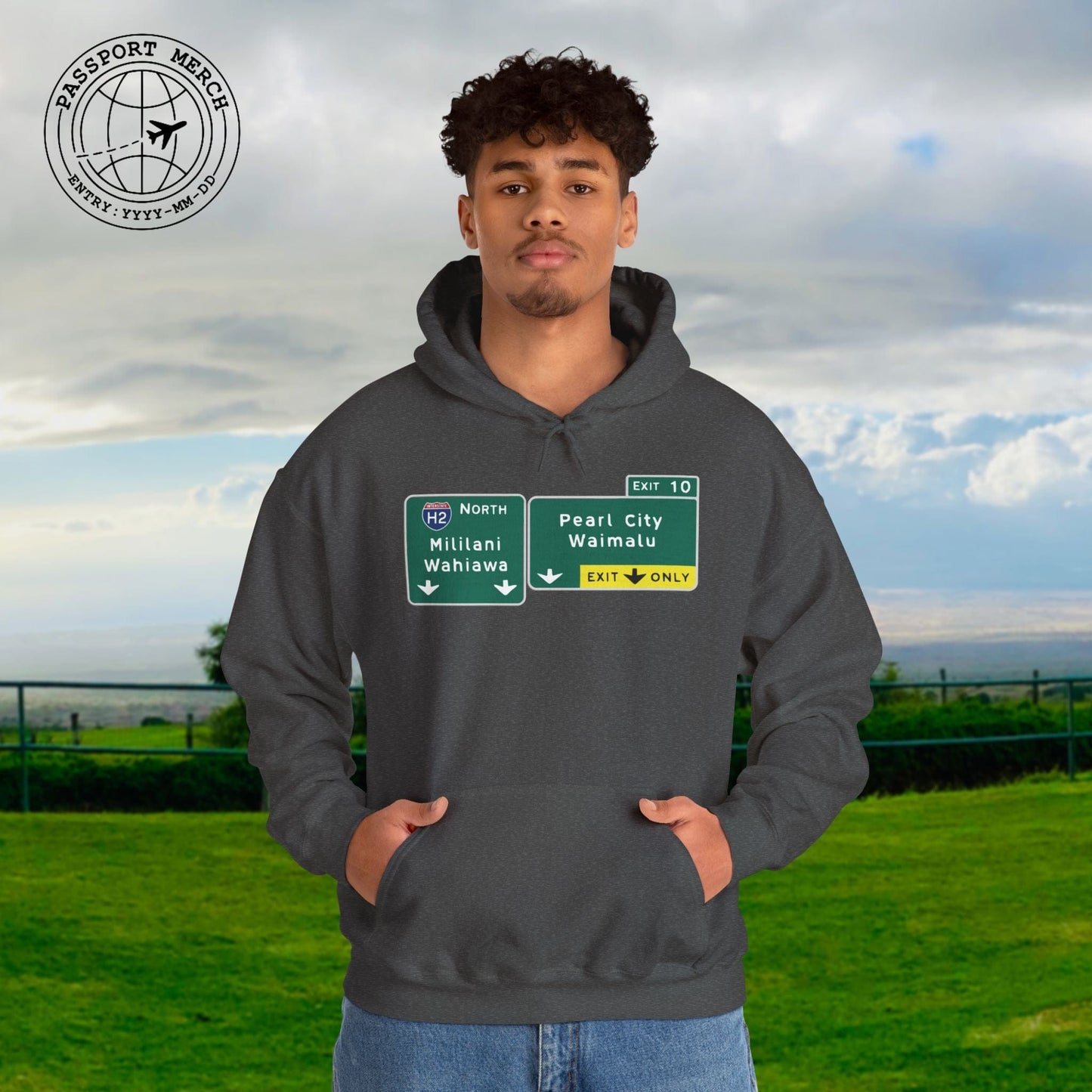 Signs of Wanderlust, Pearl City/Waimalu Exit 10, Hawaii Hoodie