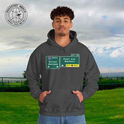 Signs of Wanderlust, Pearl City/Waimalu Exit 10, Hawaii Hoodie